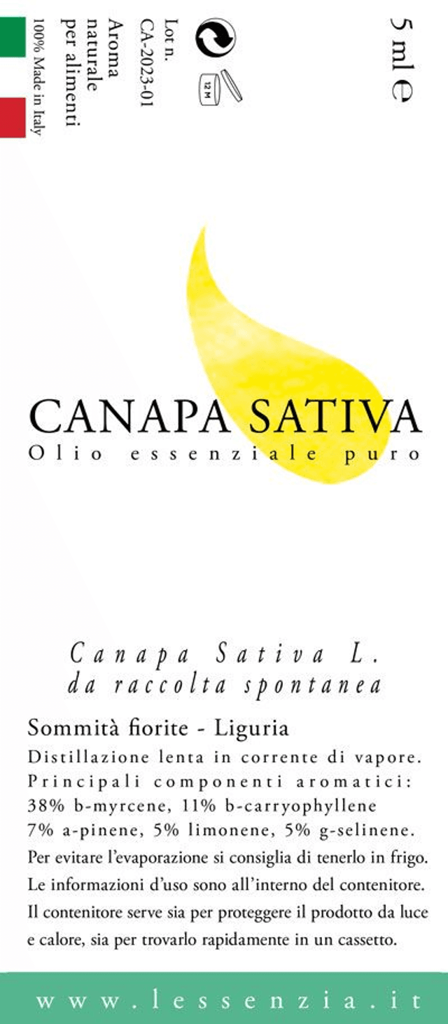 Olio essenziale puro di Canapa Sativa 5ml
